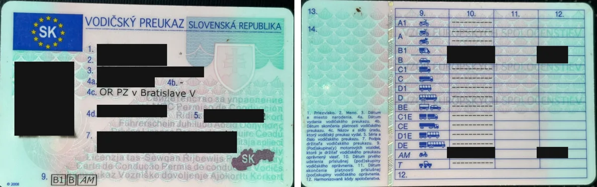 صورة ترجمة رخصة قيادة سلوفاكية لهيئة الطرق والمواصلات المستخدمة في صفحة السعر